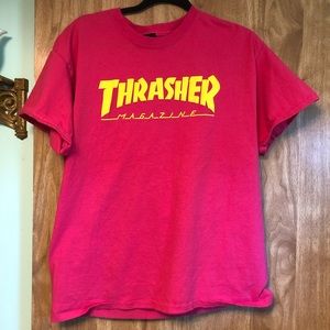 Pink and yellow thrasher tee